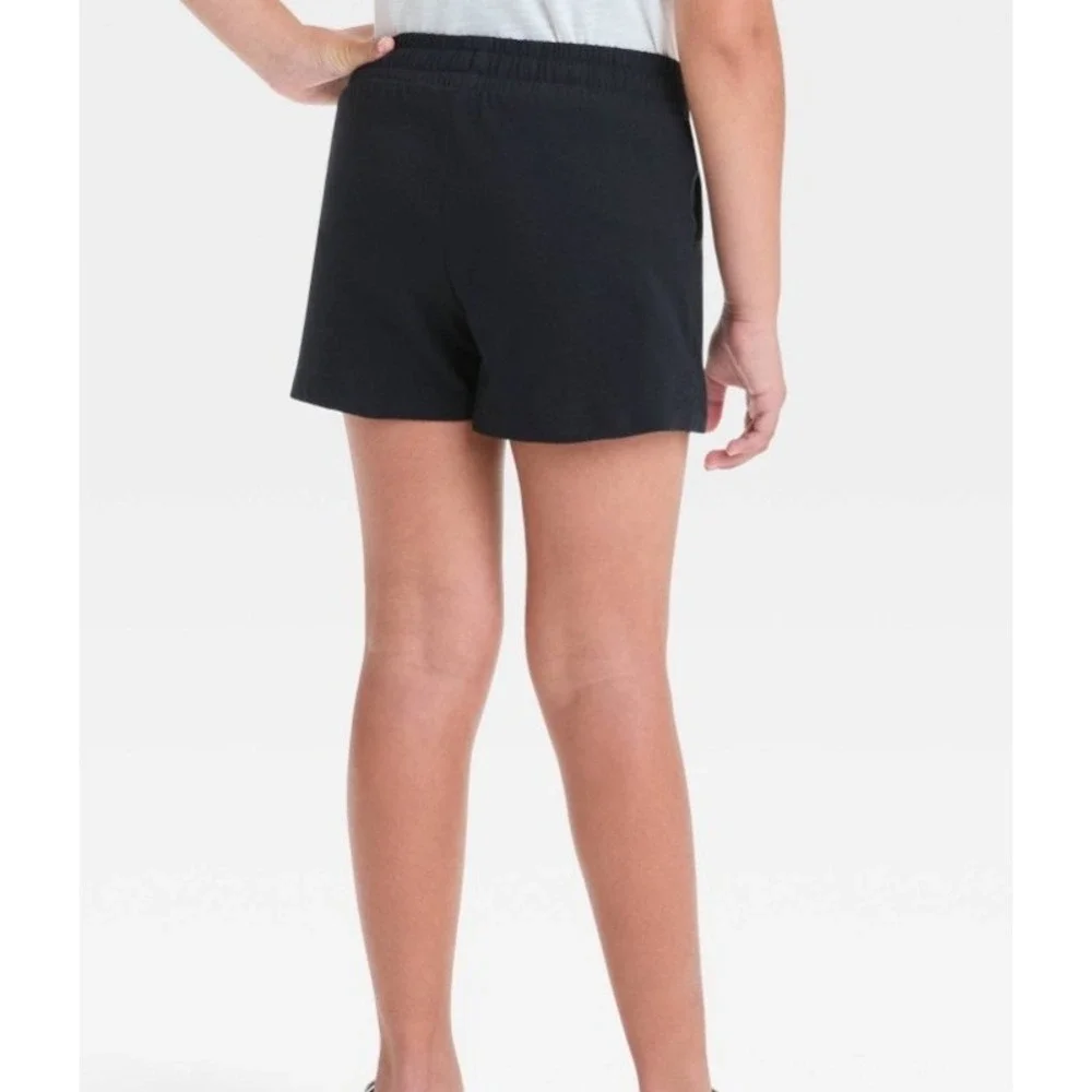 Cat & Jack Girls Size L 10/12 Knit Midi Pull-On Shorts Drawstring Black